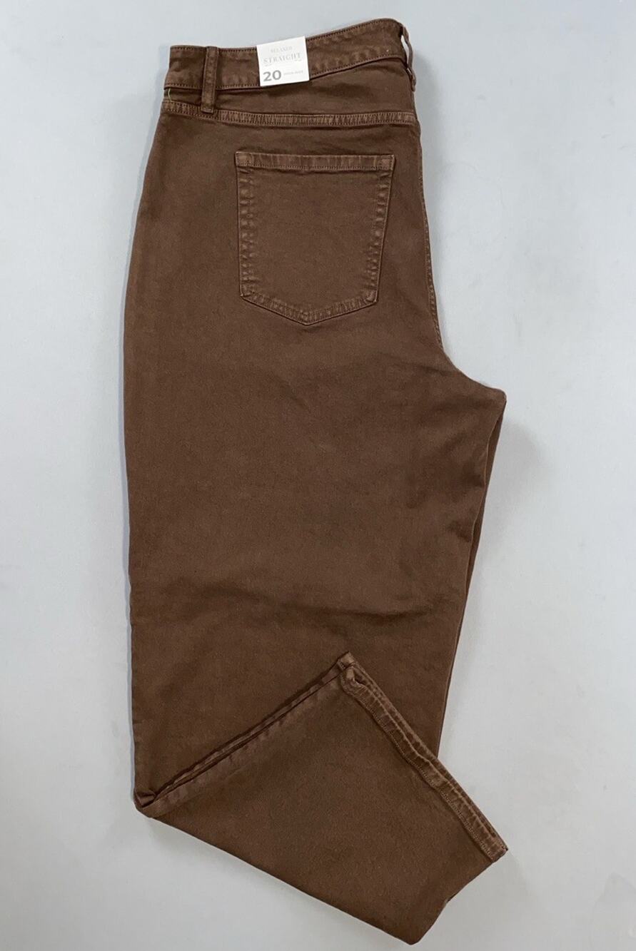 Lane Bryant Relaxed Straight High-Rise Patch Pocket Denim Jeans. Brown, 20 Plus.